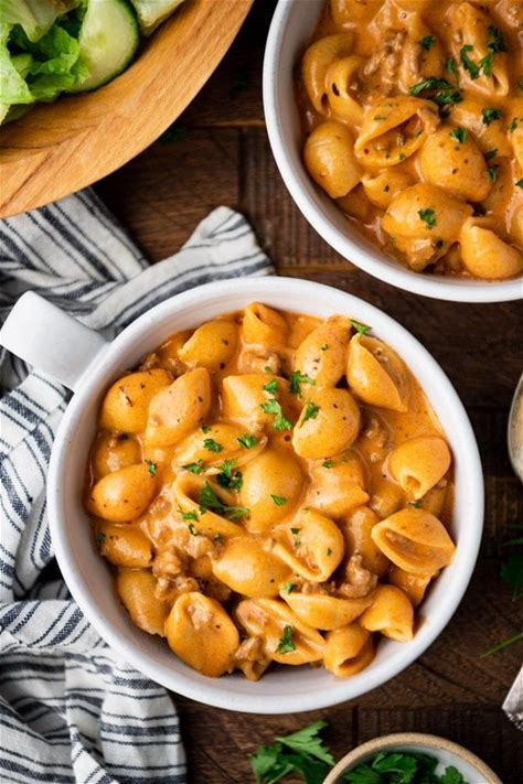 One Pot Creamy Shells and Beef