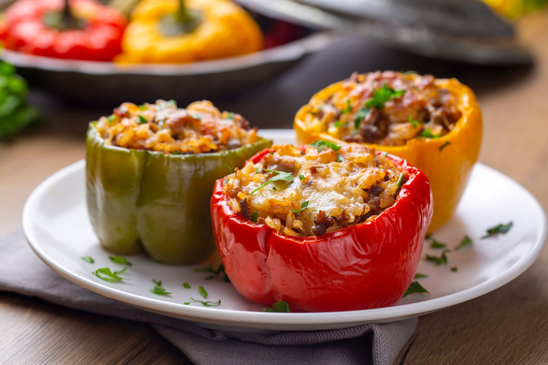 Beef & Spinach Stuffed Peppers